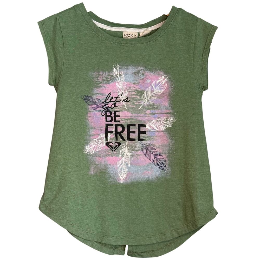 Roxy Girl's 8 Shirt Green Open Back “Let’s Be Free”